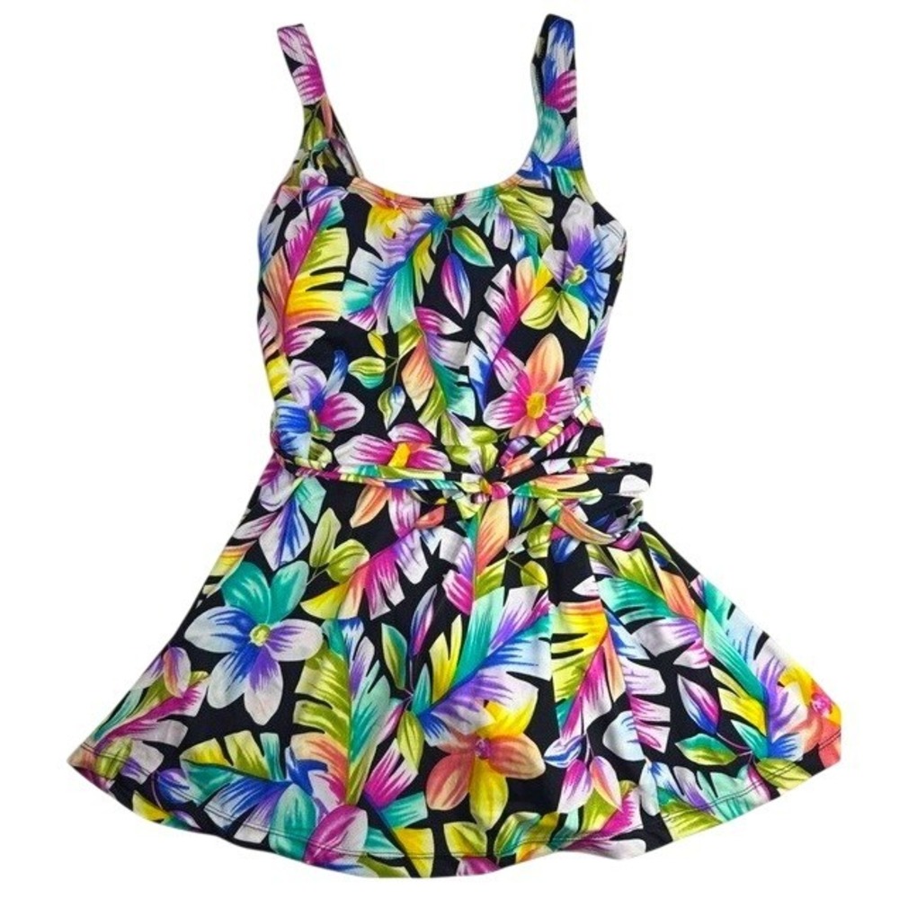 Vintage Gabar Women's Multicolor Tropical Floral One Piece Swimsuit Retro